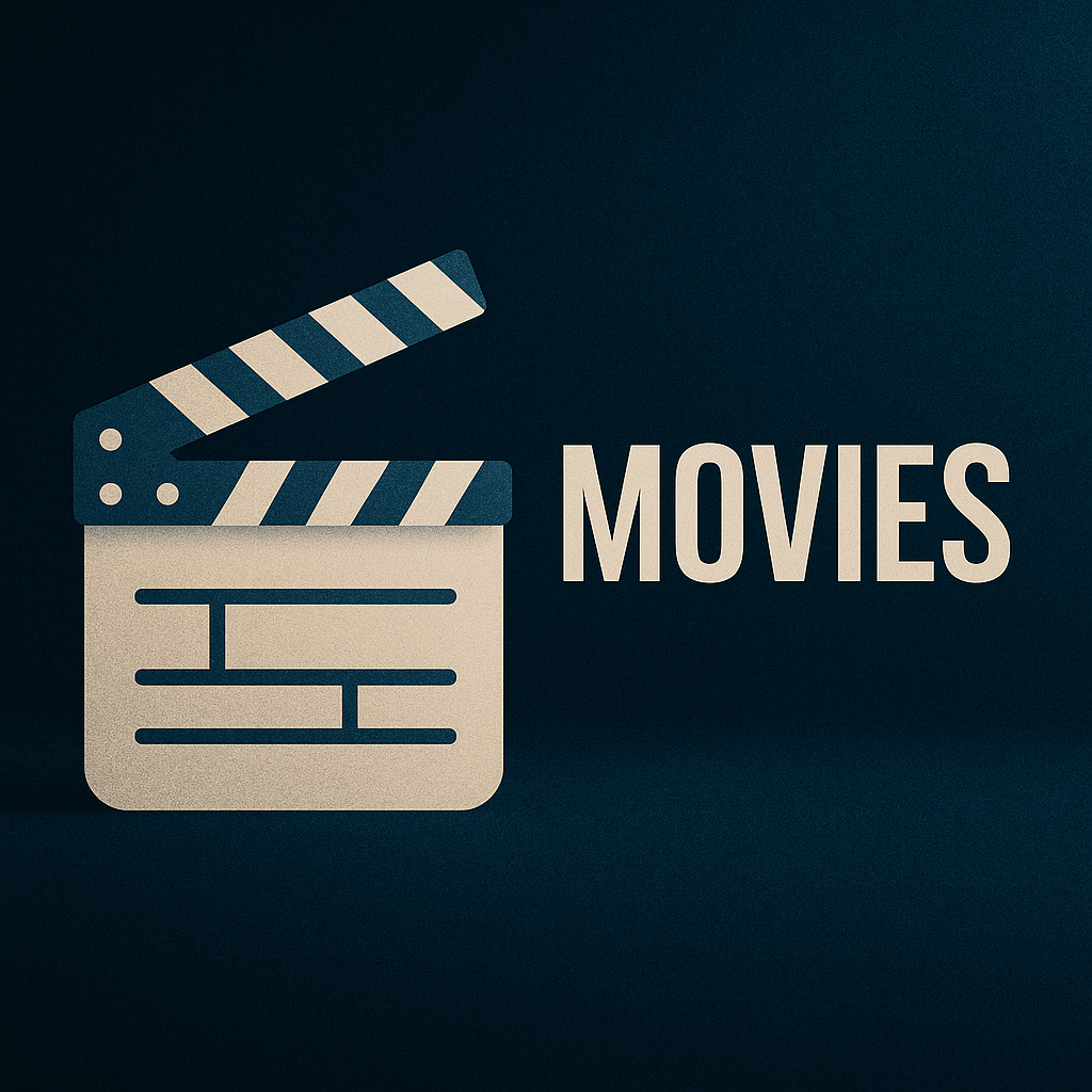 Blue Background with 'movies' written in white