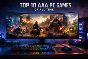 A gaming computer setup